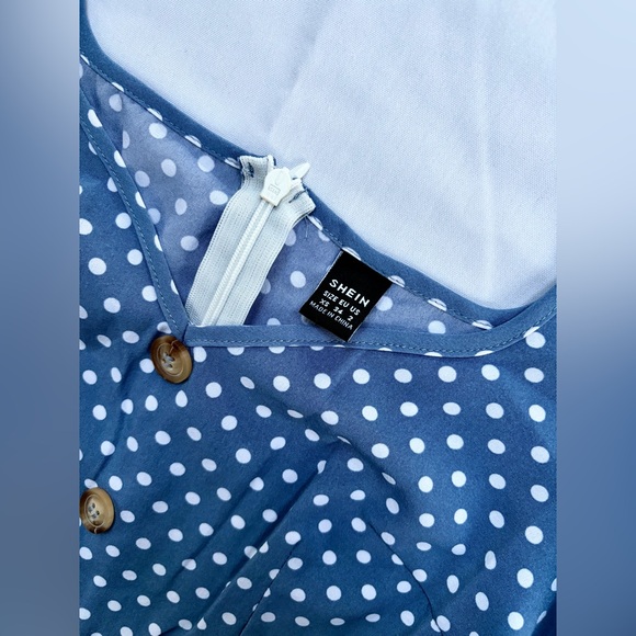 SHEIN Blue and White Polka Dot Mini Dress - Picture 2 of 3